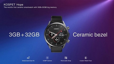 Kospet Hope 4G Smartwatch (Android7.1.1 3GB + 32GB Dual 4G 1.39 "AMOLED)