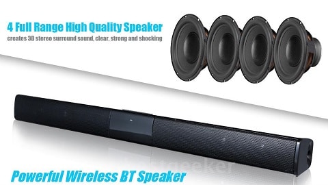 Wireless BT4.0 Soundbar Speaker TV Home Theater 3D Bass