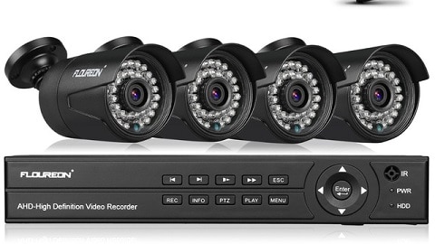 FLOUREON 1 X 8CH 1080P 1080N AHD DVR + 4 X Dış Mekan Kamera Güvenlik Kiti