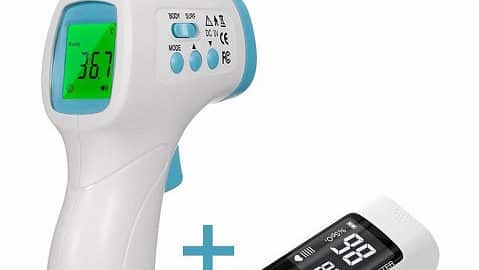 Digital Forehead Thermometer and Fingertip Pulse Oximeter Blood Oxygen