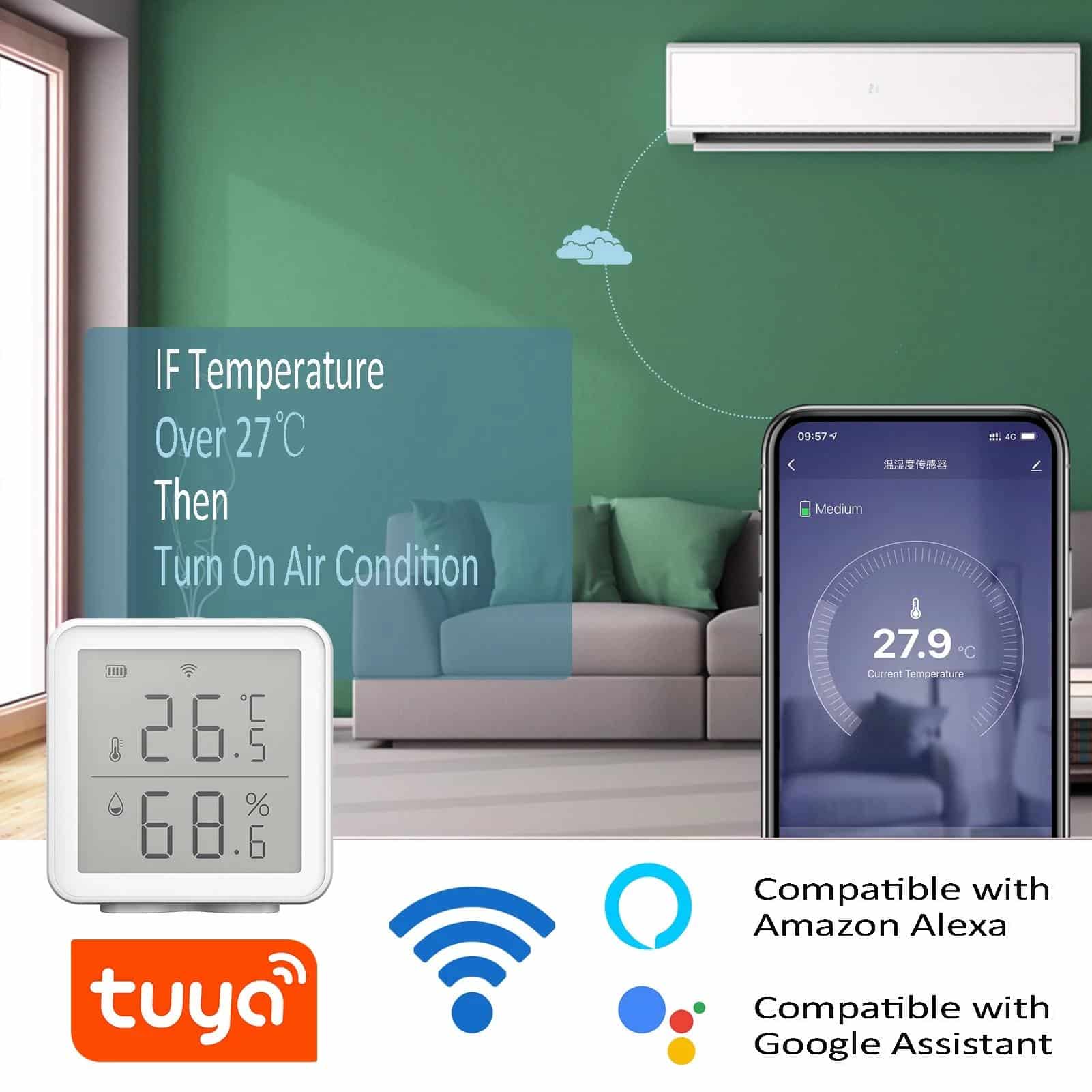 Smart WiFi sensor of temperature and humidity compatible with