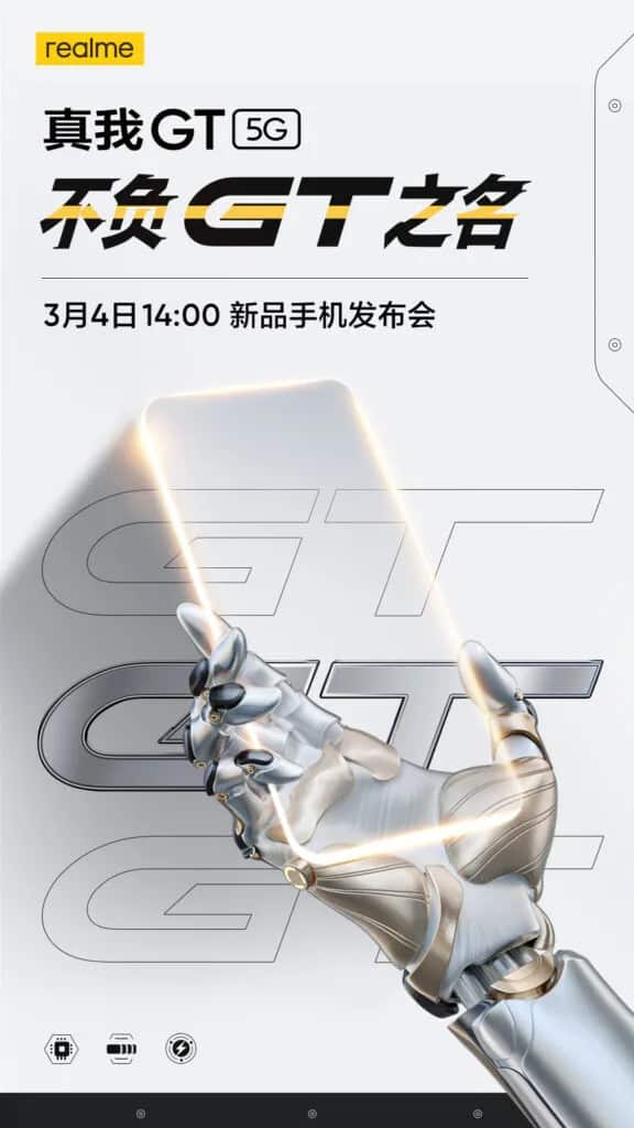 Affiche de la date de lancement du Realme GT 5G