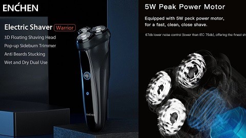 Enchen Men Electric Shaver Warrior 3D Triple Flytande rakhuvud