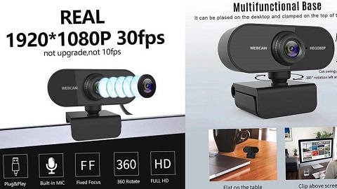 Webcam 1080P 2MP Caméra 30fps (Microphone à réduction de bruit)