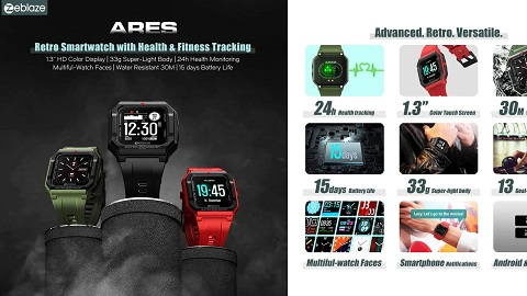 Смарт-часы Zeblaze Ares с 1.3-дюймовым IPS-экраном (ретро)