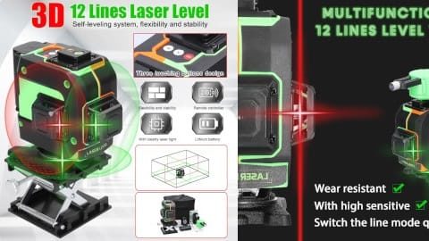 Multifunktionel 12 linjers laserniveau 3° selvnivellerende maskine