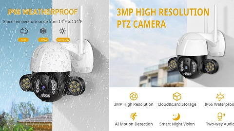 3MP PTZ WiFi מצלמת אבטחה חיצונית
