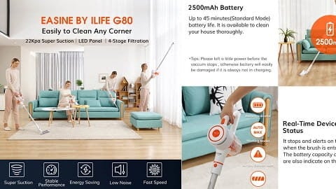 EASINE by ILIFE G80 Cordless Handheld Vacuum Cleaner