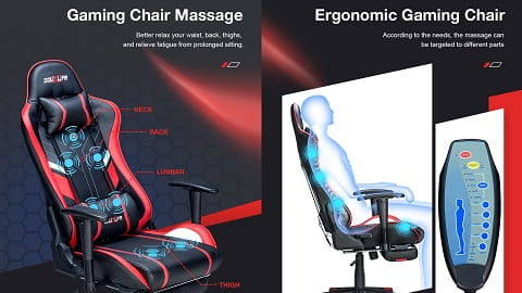 Massagem para cadeira de jogos Douxlife GC-RC03 (design ergonômico para costas altas)
