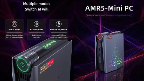 Мини-ПК OUVIS AMR5 AMD Ryzen 5 5700U (16 ГБ DDR4 и твердотельный накопитель 512 ГБ)