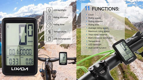 Lixada USB Şarj Edilebilir Kablosuz Bisiklet Bisiklet Bilgisayarı