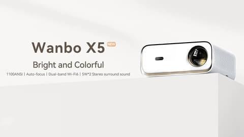 Wanbo X5 Projector (1100 ANSI Lumens, Native1080P, 1GB/16GB) + Wanbo 100 inches Anti-Light Projection Screen