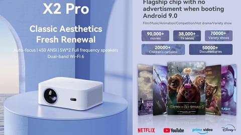 Wanbo X2 Pro Projector (450 ANSI, Android 9.0, Native 720P)