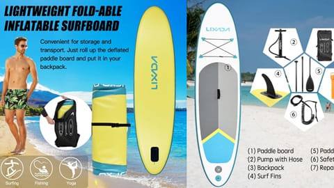 Lixada 3.2 m aufblasbares Paddle-Board Stand Up (Erwachsene 6 Zoll Wassersport-Surf-Set)