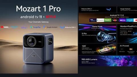 Wanbo Mozart 1 Pro Projektor (Netflix-zertifiziert, 900 ANSI Lumen, Native 1080P)
