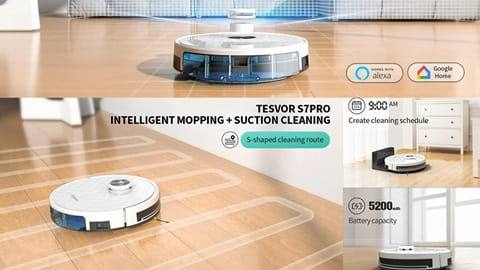 Tesvor S7 Pro Robot Vacuum Cleaner with Mop Function (6000Pa, Laser Navigation)
